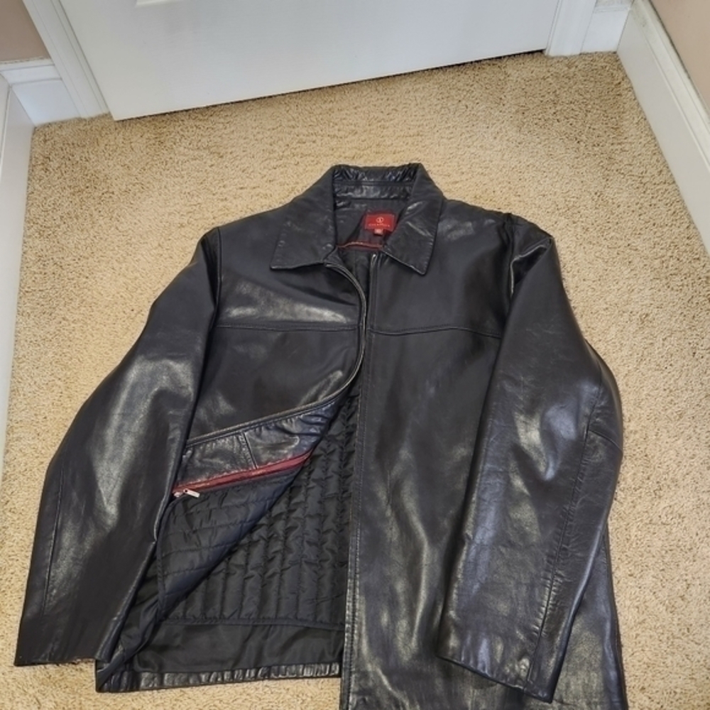 Cole Haan XL Moto Jacket Zip Out Removable Quilted Liner Leather Pockets‎ Collar - Picture 4 of 8